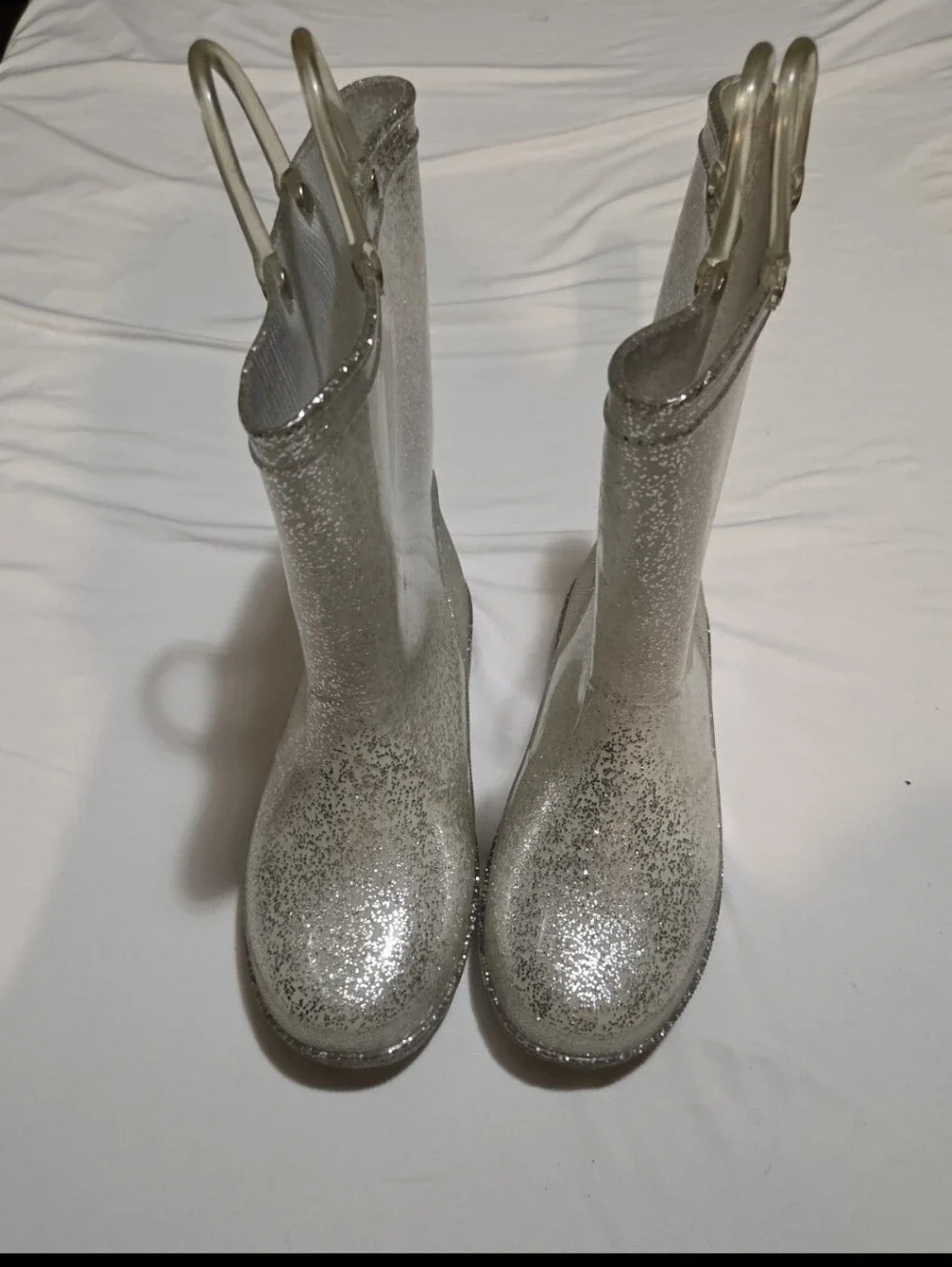 Chic girls size 3 silver rain boots #06